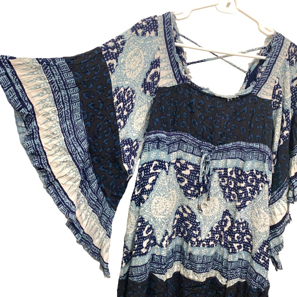 Free People Blue Pattern Flowy Dress